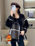 Damen-Motorradjacke – Warme Winterjacke Langarm Maschinenwaschbar